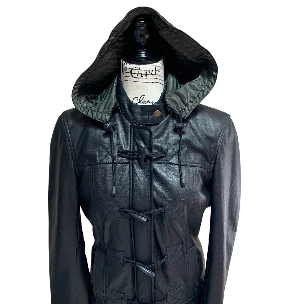 New Xelement Woman's Leather Motorcycle Jacket Size Medium Hood
